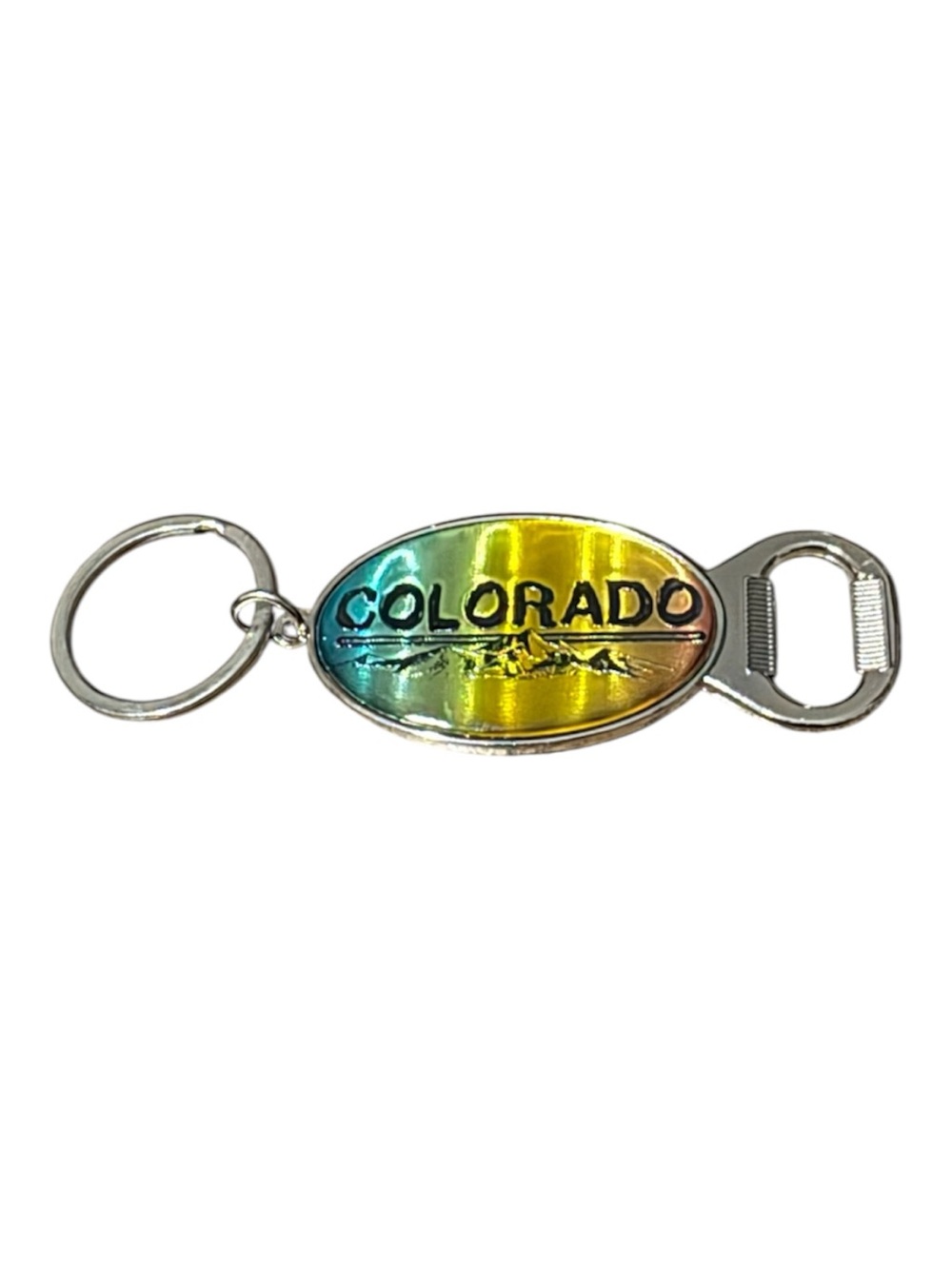 Colorado Rainbow Oval Keychain Bottle Opener